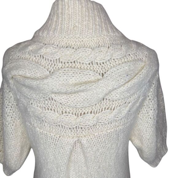 Free People Ivory Chunky Cable Knit Short Sleeve Long Sweater Size S Boho - Picture 3 of 15